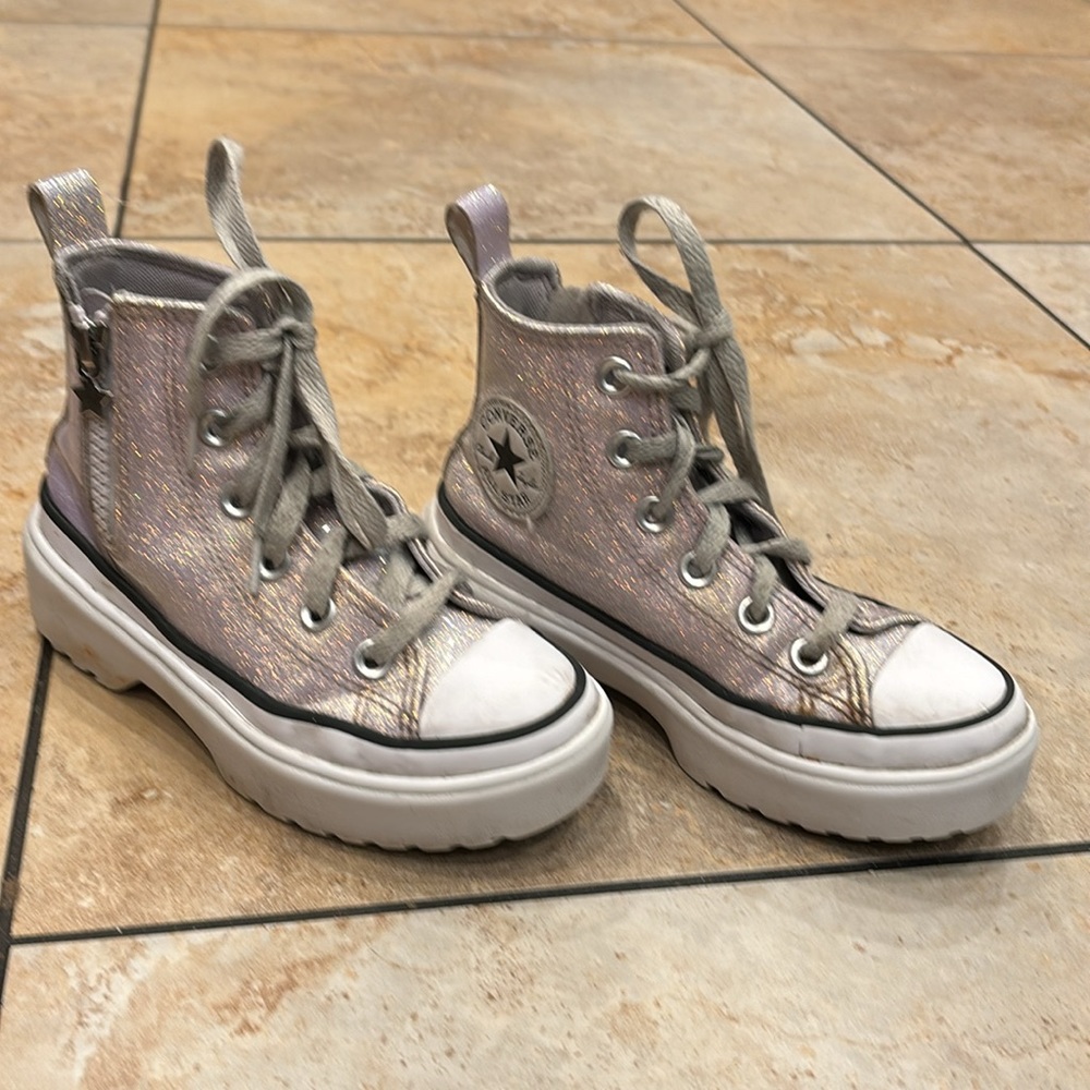 Converse All Star Sparkles High Top Zipper and Laces girls size 12